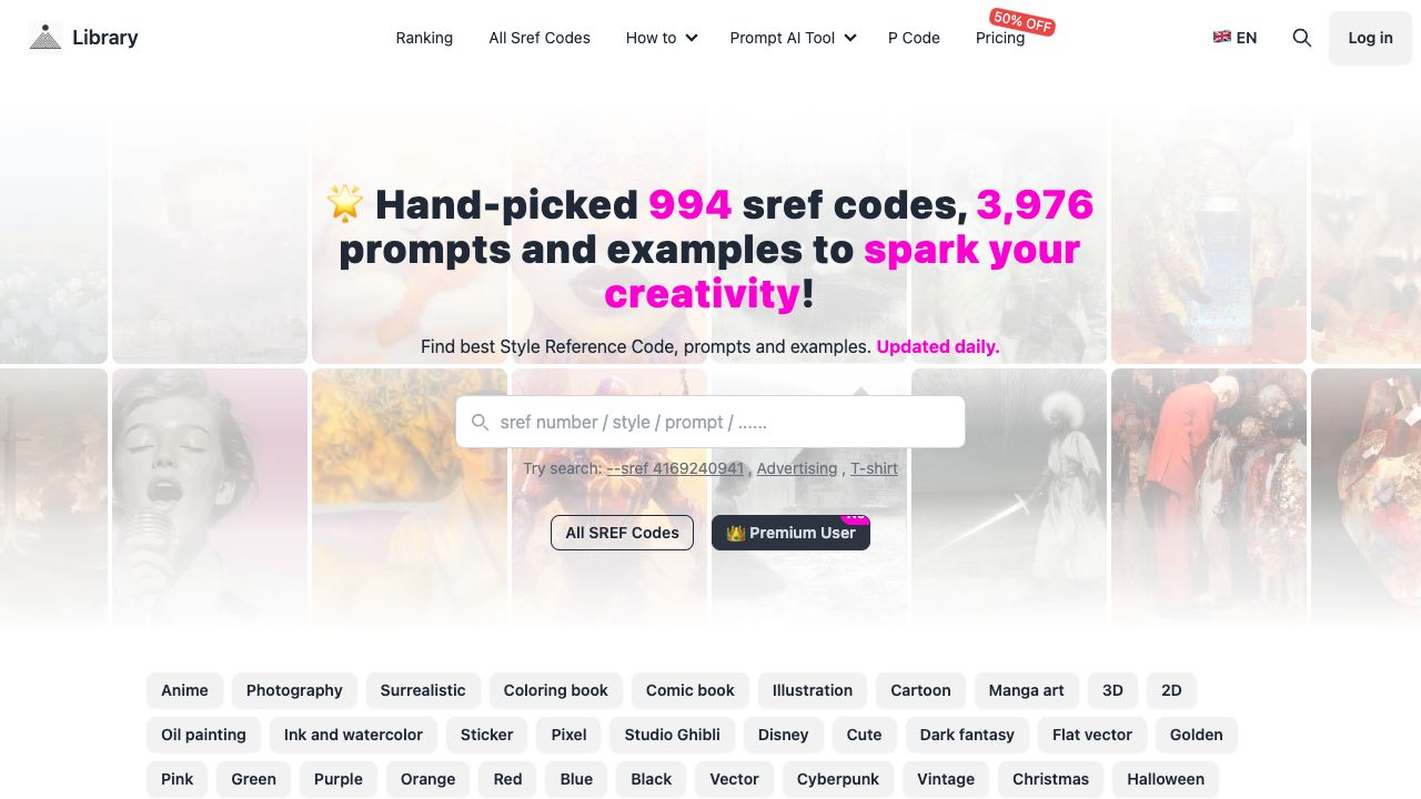 Midjourney Prompts, SREF Codes Library and Examples cover